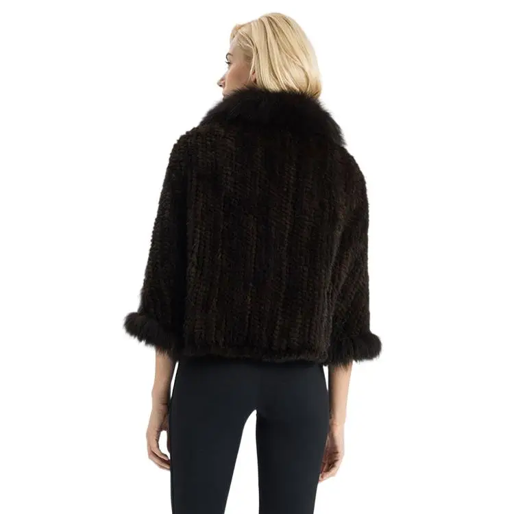 Hand Knitted Mink Fur Shawl For Women Luxury Real Fur Cape Hooded Coat Genuine Fur Poncho Outwear Ladies Winter Warm Jackets