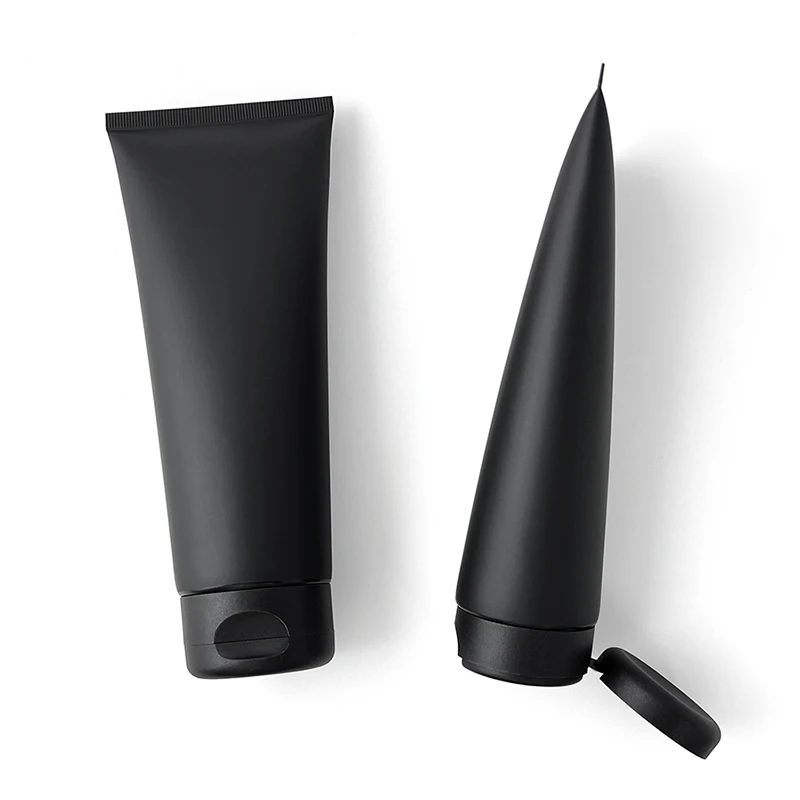 

200ML X 25 Empty Matte Black Soft Tube Refillable Plastic Lotion Squeeze Cosmetic Packaging Facial Cream Tube Flip Lid Container