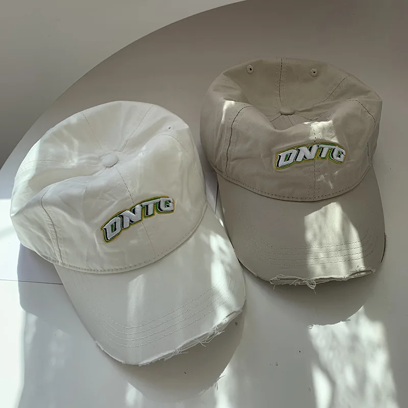 Женская бейсболка из чистого хлопка с вышивкой и надписью тонкая изношенная