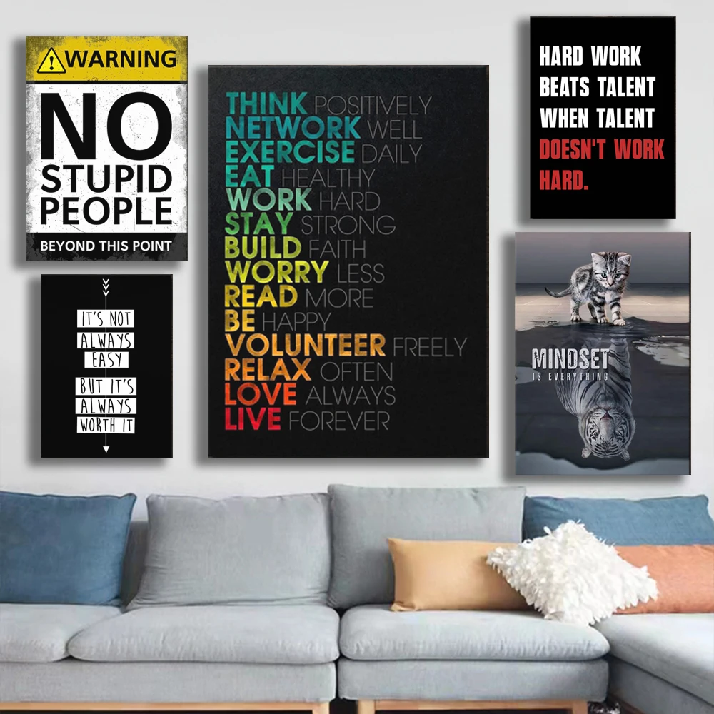 

Motivational Phrases Poster Office Decor Wall Art Inspiring Words Print Wall Art No Pain No Gain Canvas Painting for Home Office