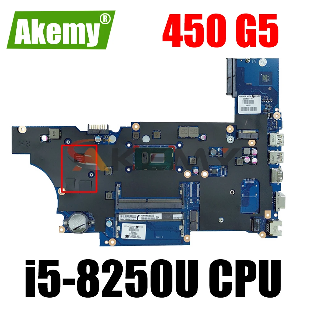 

AKemy For HP For Probook 450 G5 laptop motherboard DA0X8CMB6E0 L00828-601 L00828-001 motherboard i5-8250U cpu 100% TEST OK!