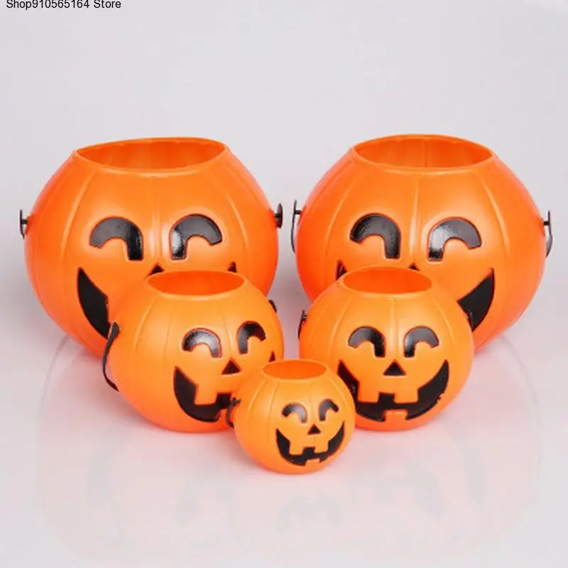 

Halloween Party Props Plastic Pumpkin Bucket Trick Treat Cosplay Plastic Decoration Pouch Holder Halloween Decoration