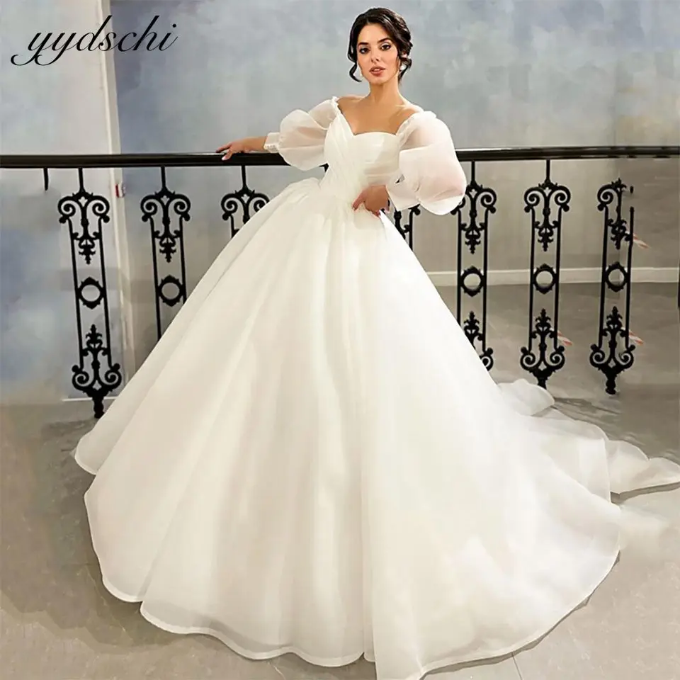 

2022 White Simple Wedding Dresses Long Off The Shoulder Bridal Gown Women Wedding Party Elegant Floor Length Vestidos De Novia