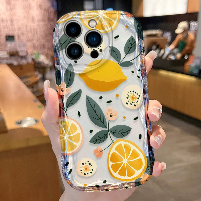 Фото Fruit Avocado Lemon Wave Shockproof Case for iPhone 17 Air 16 E 15 14 Plus 13 12 Mini 11 Pro Max Liquid Silicone Covers Funda №5