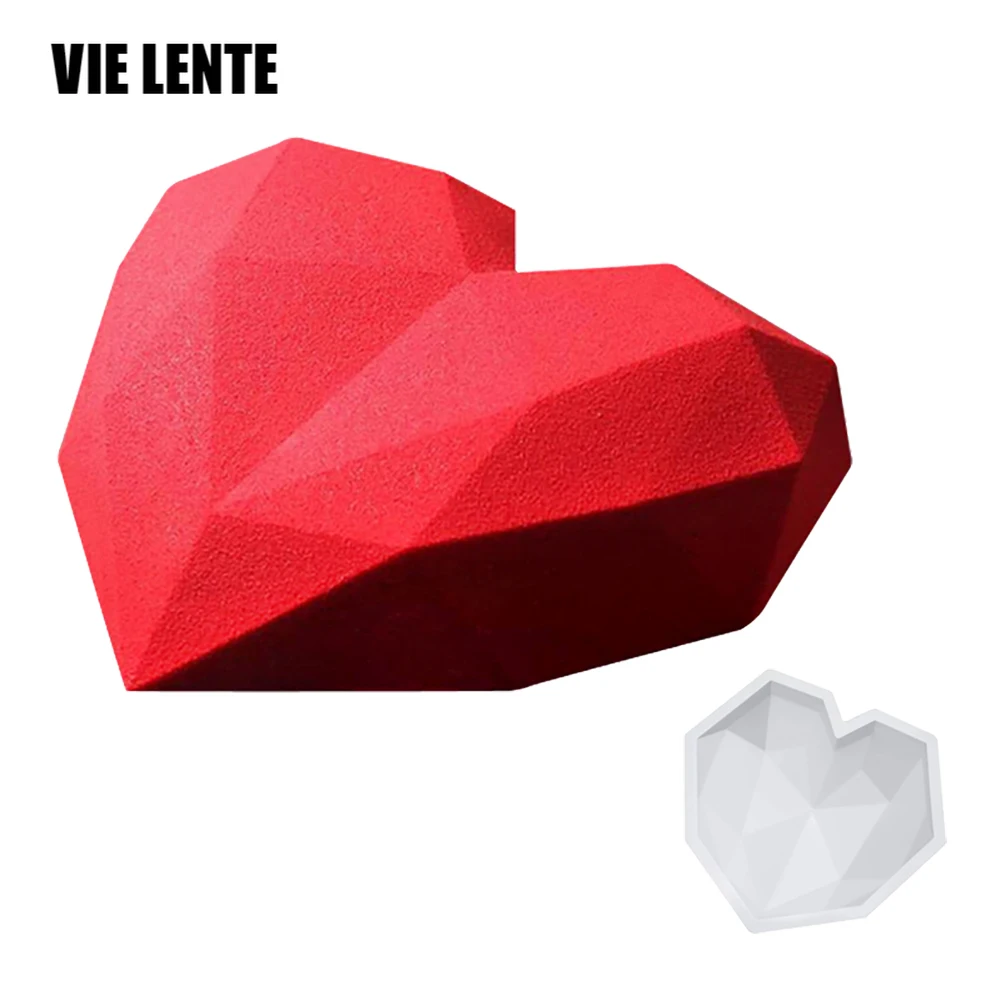 

1Pcs 3D Love Heart Design Silicone Cake Mold Diamond Soap Moulds DIY Car Pendant Gypsum Plaster Heart Mold Handmade Candle Molds