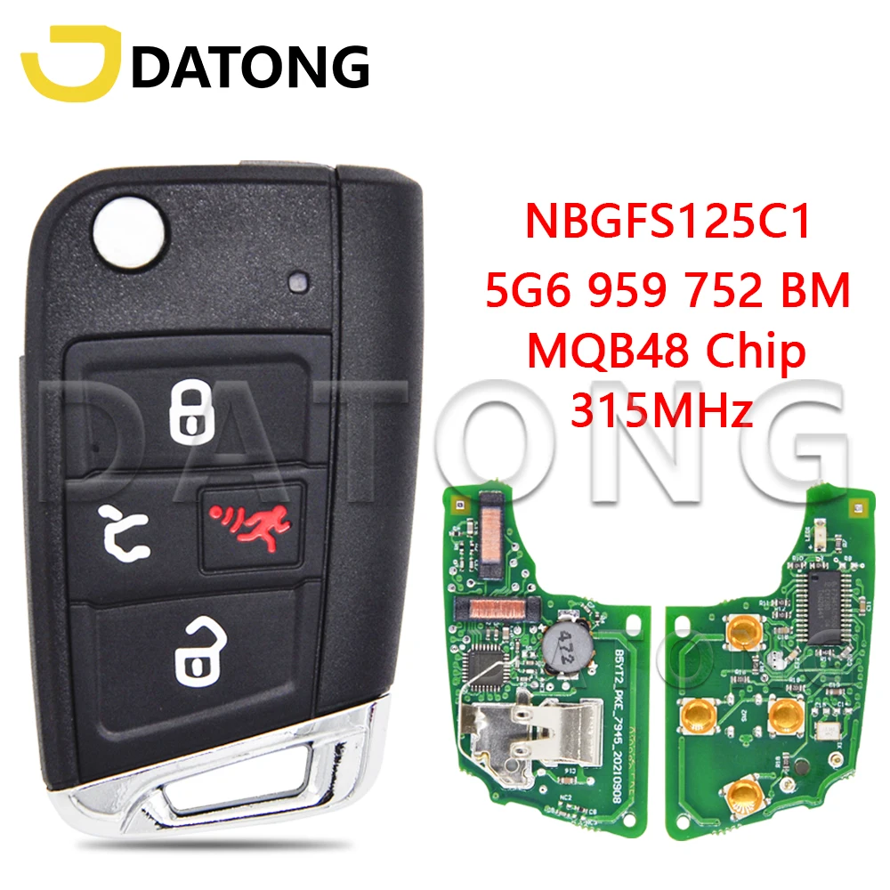 

Datong World NBGFS125C1 5G 6959752 BM 315 МГц MQB48 откидной автомобильный ключ дистанционного управления для VW Volkswagen Golf GTI Jetta Tiguan 2018-2021