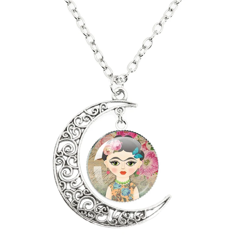 Японское ожерелье Kimmidol Caposoneva с куполом из стекла, украшение в виде полумесяца для девочек, подарок на день рождения, ювелирные изделия