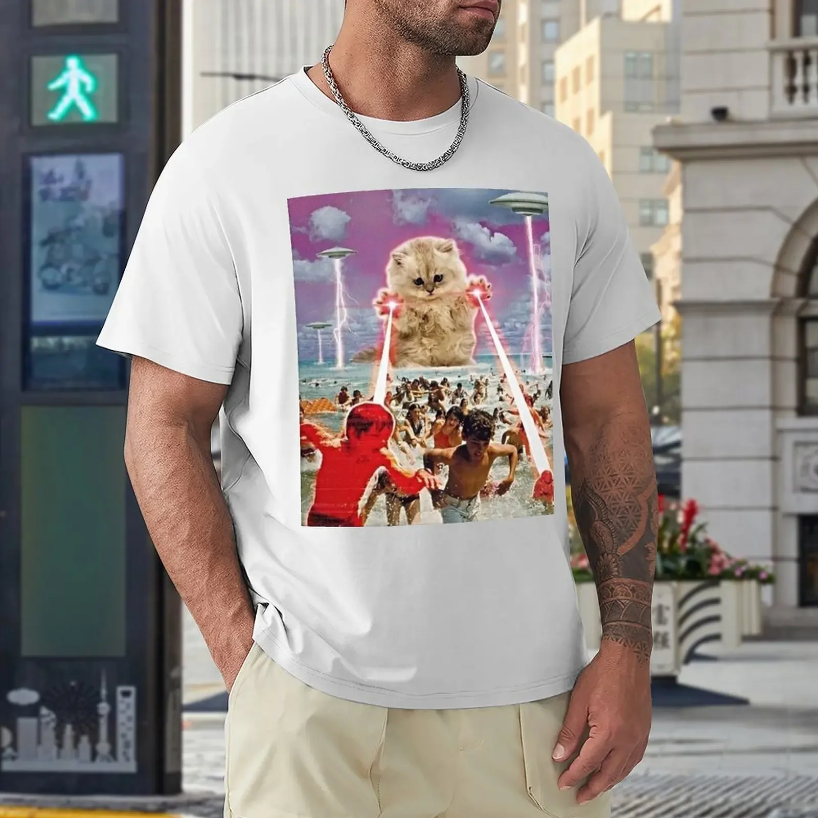 Лазерная футболка с изображением кошки уличная одежда футболки рисунком