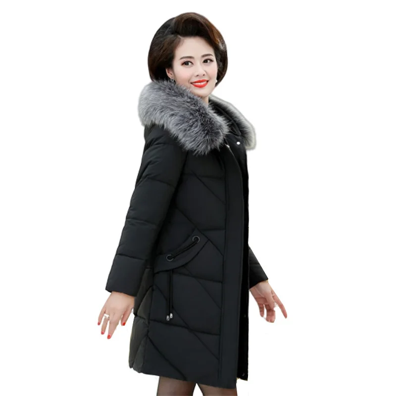 

Парка женская зимняя куртка повседневная с меховым воротником с капюшоном Длинная пуховая хлопковая куртка теплая Толстая Женская верхняя...