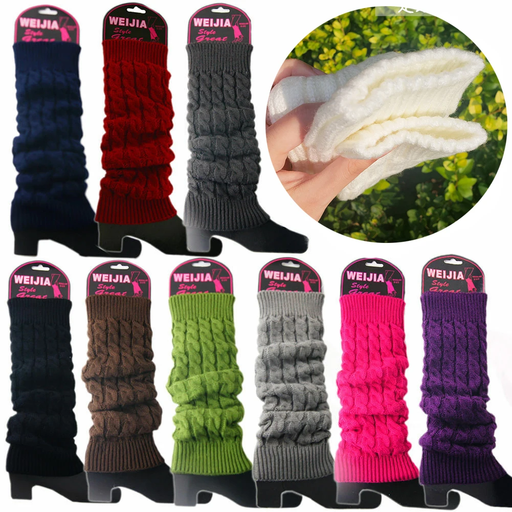 Winter Women Fashion Warm Knit Solid Leg Warmers Knee High Crochet Socks Boot Cuffs Beenwarmers