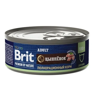 4 шт. Brit Консервы Premium by Nature с цыпленком для взрослых кошек 5051229 0 1 кг 58352 |