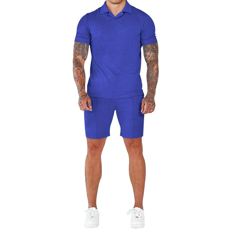 New Men's Sportswear Set, Casual Solid Color Crewneck Shirt, Sportswear, Fitness Sports Two-piece Set