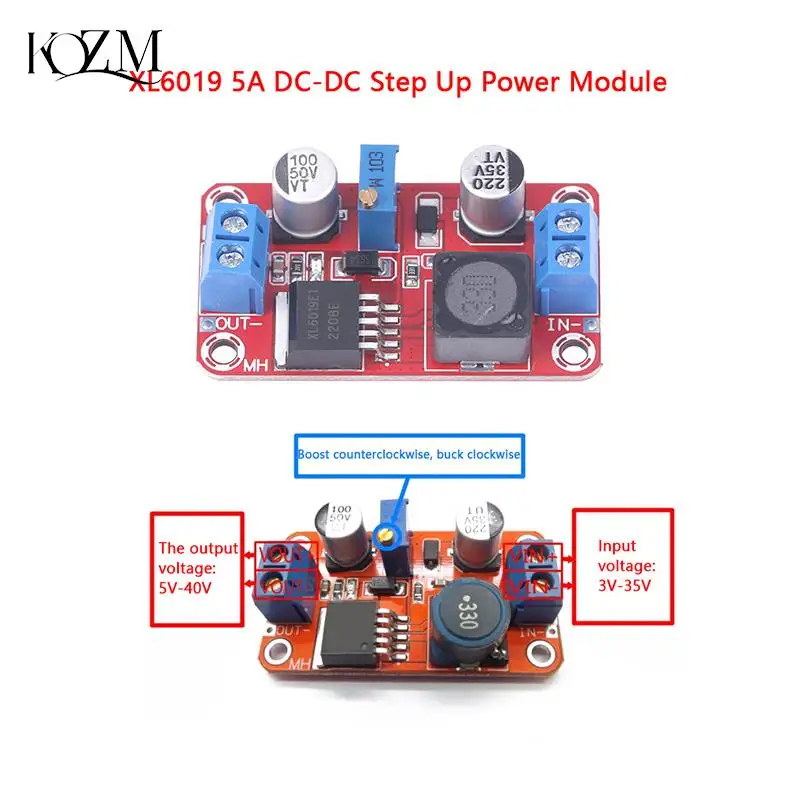 

5A DC-DC Step Up Power Module Boost Volt Converter XL6019 Adjustable Boost Power Supply Board Module