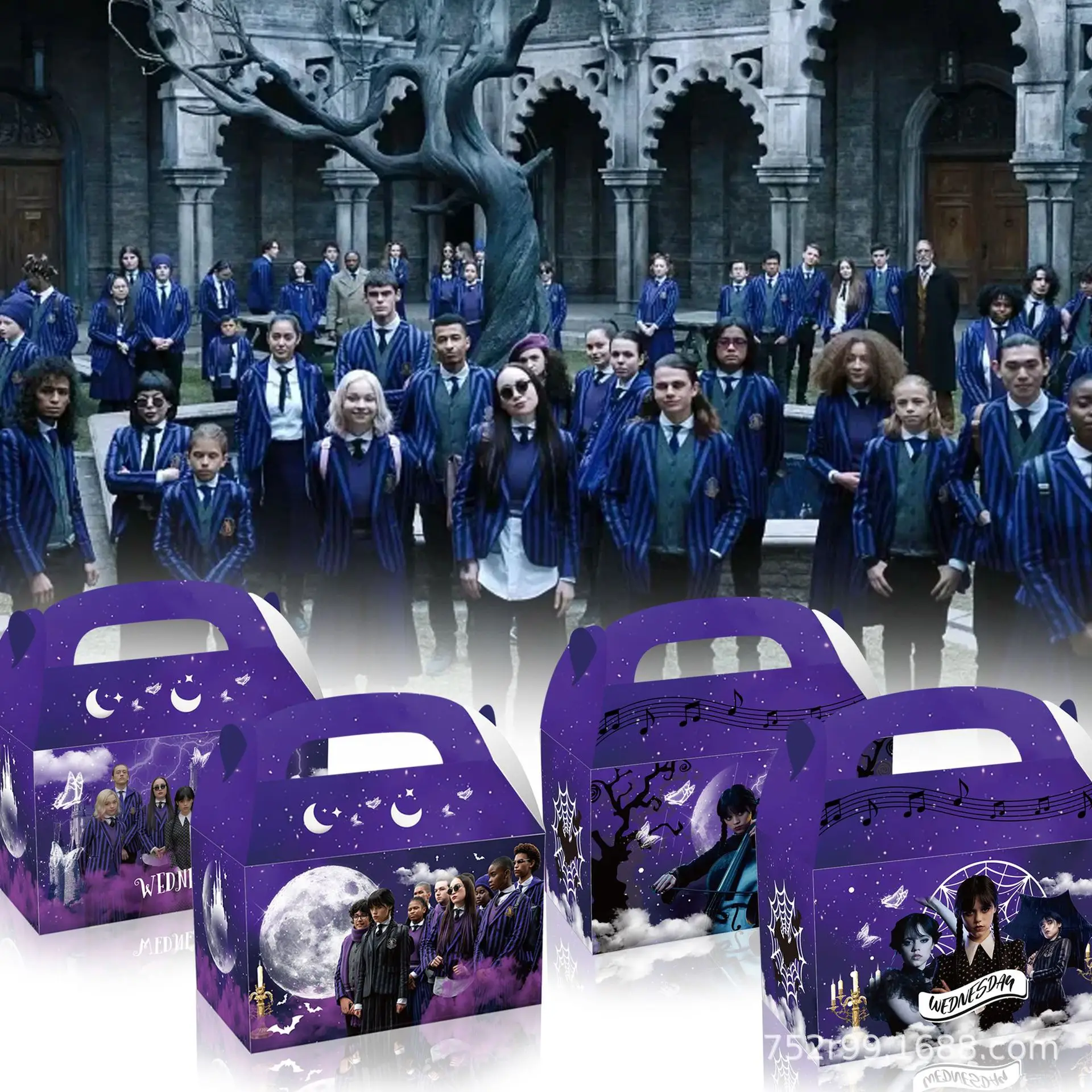 

American drama Wednesday Addams surrounding party gifts candy tote paper box paper bag set children's birthday gift