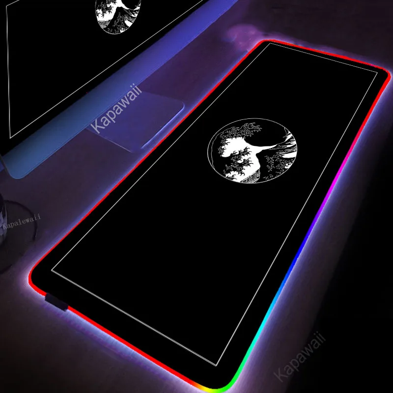 

RGB Mouse Pad Janpan Great Wave Art Large Gaming Mousepads Computer Surface Gamer Keyboard Desk Mat Backlit LED DIY XXL Carpet