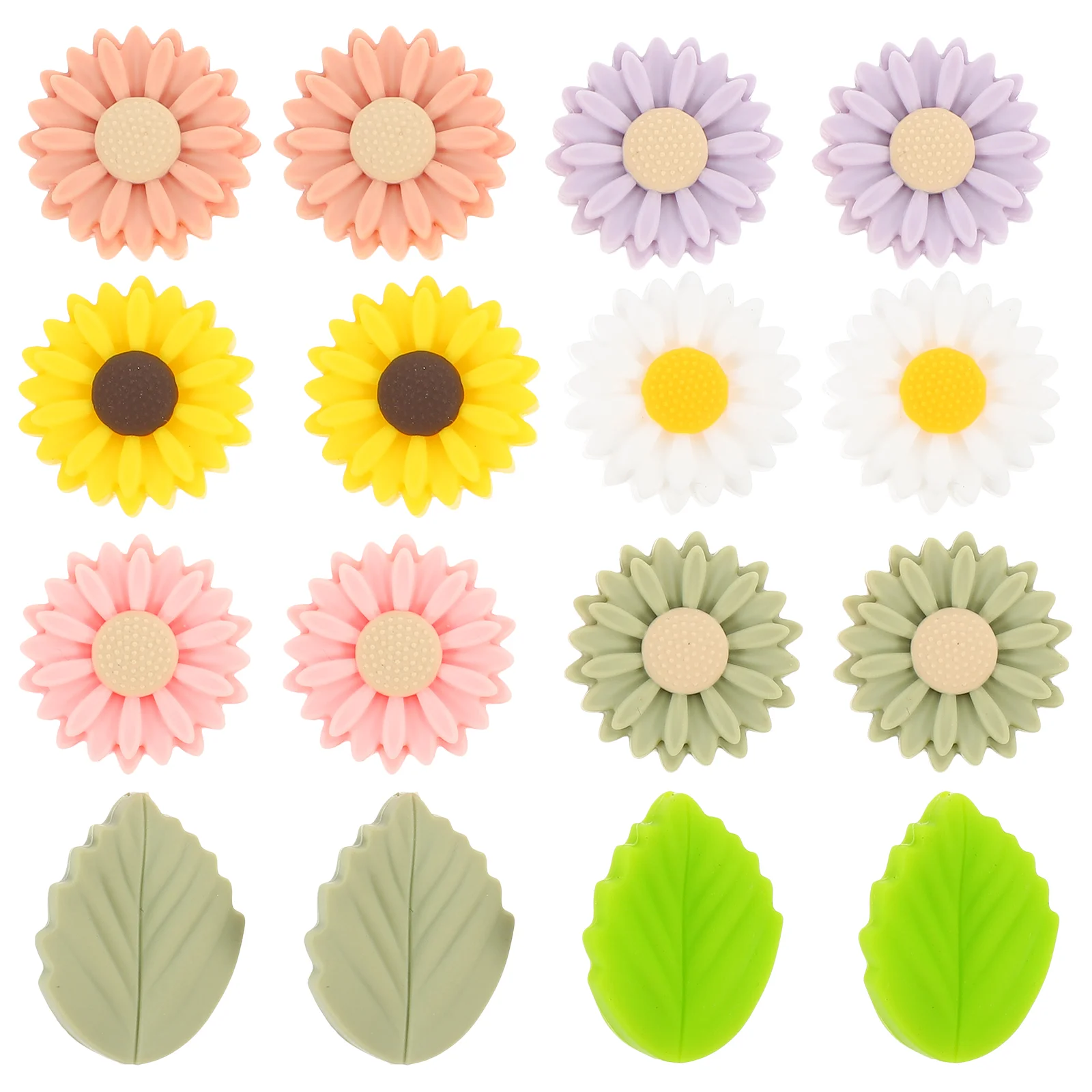 

16 Pcs Silica Beads Stitch Stoppers Keychain Accessories Markers Knitting Needle Rose Quartz Knitted Flowers