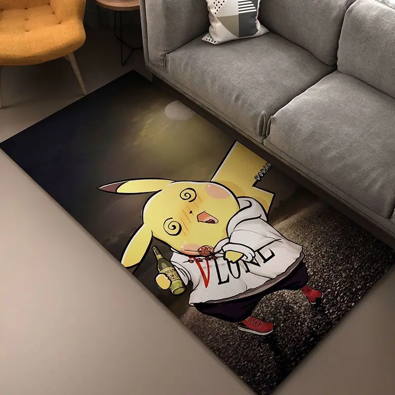 

Pocket Monster Carpet Living Room Bedroom Area Carpet Bathroom Anti-slip Floor Mat Pikachu Door Mat Children Playing Carpet