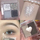 4 цвета Панк Смоки Акриловые Матовые блестящие тени для век Палитра мерцание и блеск Тени для век макияж Палитра телесный черный пигмент для глаз