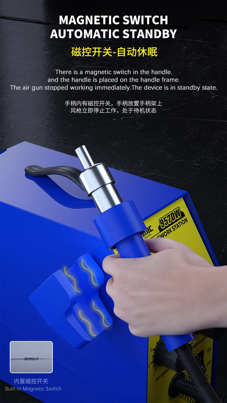 Фото Паяльная станция MECHANIC 957DW, станция для распайки с двухслойной паяльной станцией горячего воздуха для отопления основной платы, оловянный припой №3