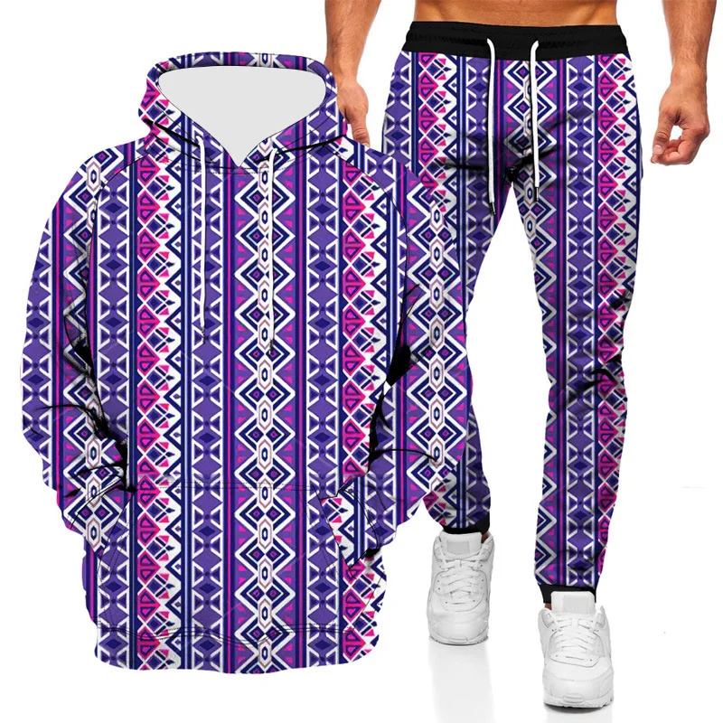 

3D Printed Men's Sweatshirt Hoodies Set Men's Tracksuit Pullover Jacket Pants Long Sleeve Sportswear Autumn Clothing Male Suit