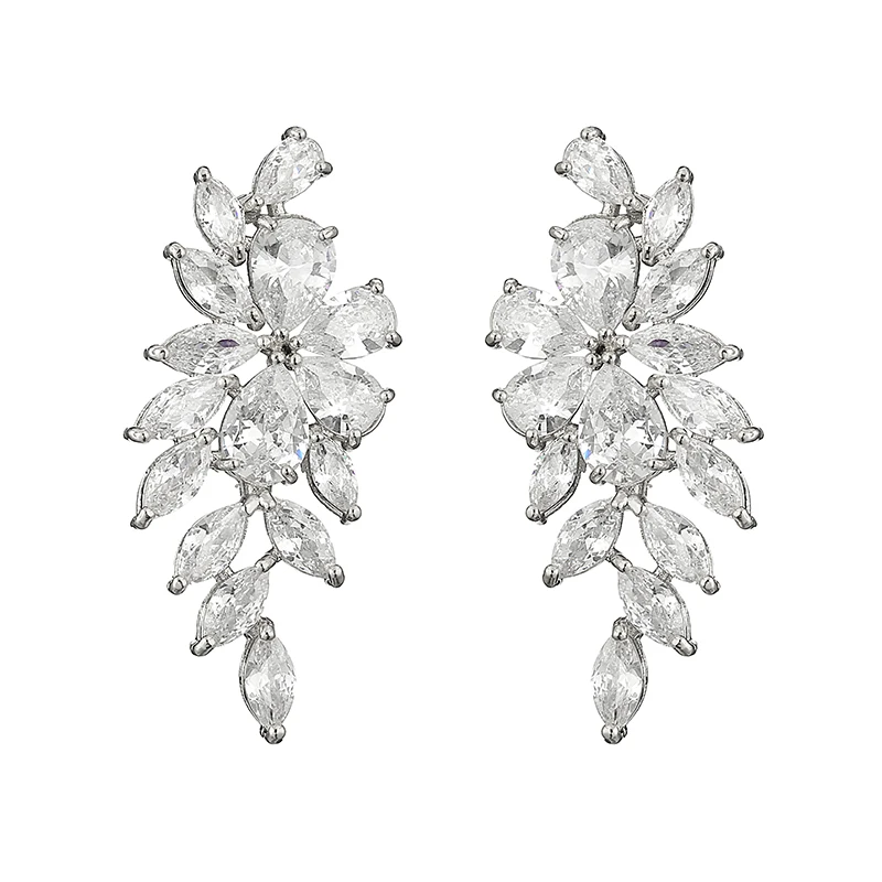 Женские серьги-подвески с фианитом длинные серьги кристаллами огранка камня