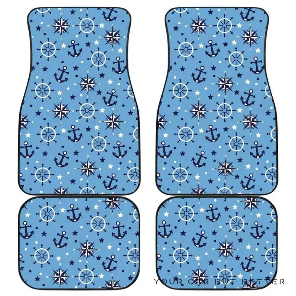 

Anchors Rudder Compass Star Nautical Pattern Front And Back Car Mats 045109