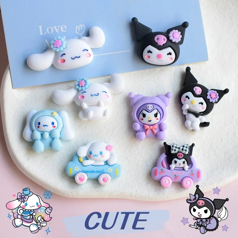 

10Pcs Hellokitty Kuromi Cinnamoroll Kawaii Car Decoration Accessories Cartoon Mobile Phone Case Cream Stickers Cute Anime Gifts