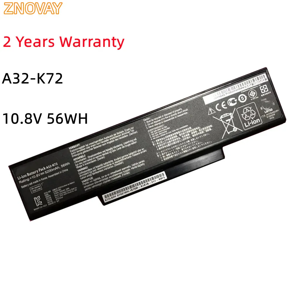 

ZNOVAY A32-K72 10.8V 56WH Laptop Battery for ASUS K72Y K73 K73B K73BR K73BY K73E K73J K73JK K73S K73SD K73SJ K73SM K73SV K73T