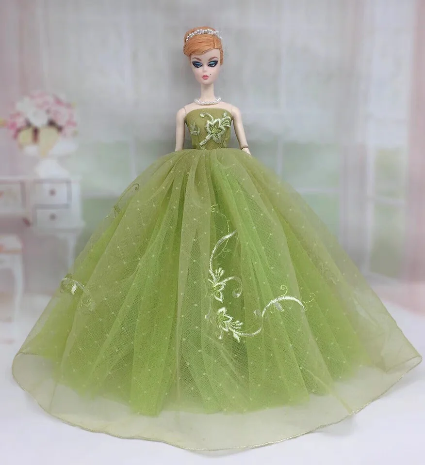 

Одежда для кукол 1/6 BJD, Одежда для Барби, зеленый наряд принцессы ручной работы свадебное платье с цветами, gown11, 5 ", аксессуары для кукольного домика, игрушка