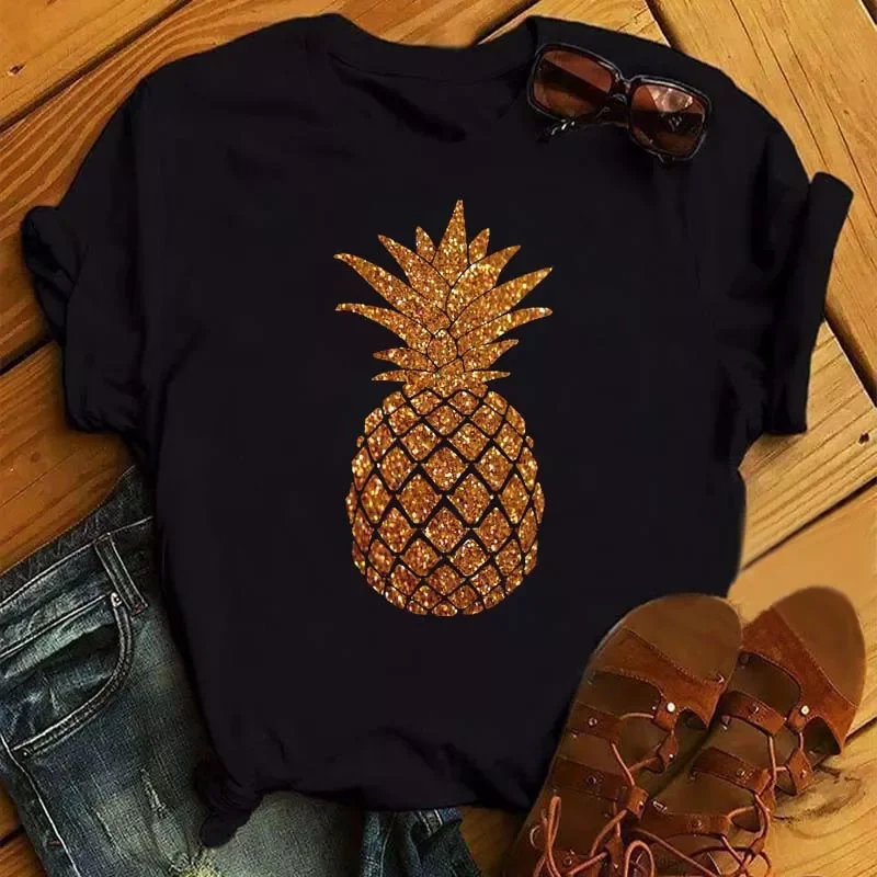 

New Women T Shirt Fashion Pineapple Printed Tops Tee Female Short Sleeve O-neck T-shirt T-shirt Woman Summer Cute Shirts