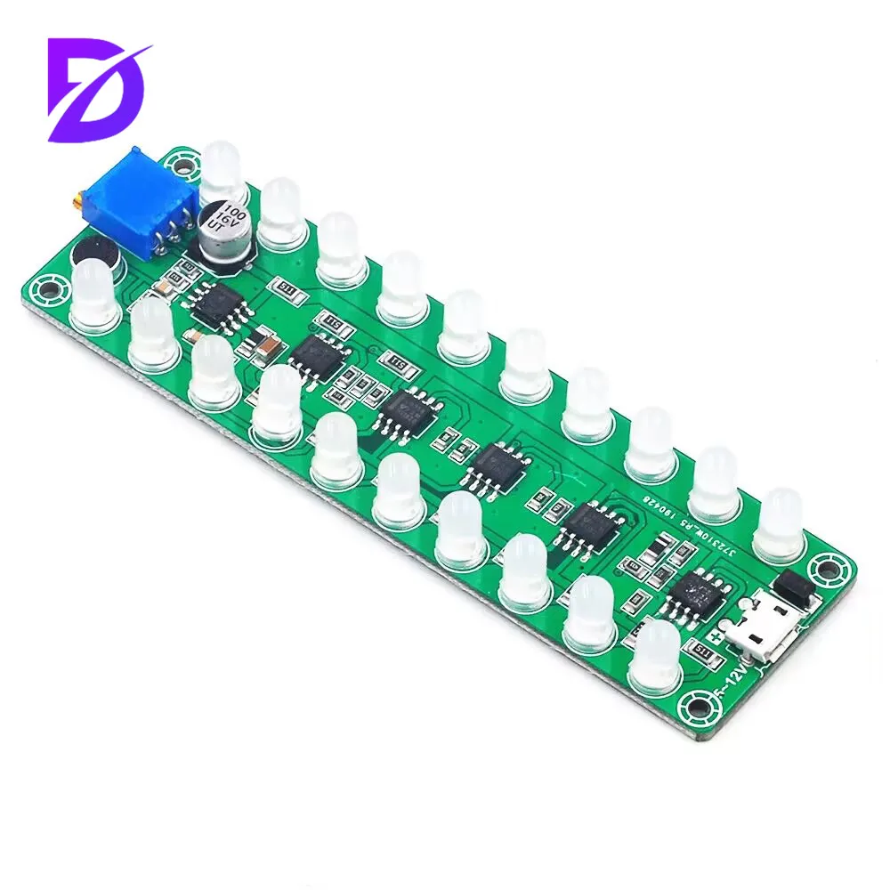

DC 5V-12V DIY Kit Audio Spectrum Indicator RGB LED Flashing LED Flashing Display Module DIY Hand Soldering