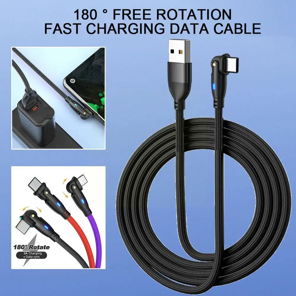 

USB-C To Type-C Cable 20V/3A 60W 480Mbps Data Transmission QC3.0 Fast Charging Wire Data Line 180 Degree Cable For Android O2N2