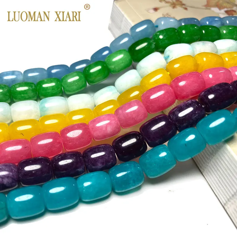 

Оптовая продажа, эллиптический цилиндр 9x11 мм, Амазонит, Родохрозит, халцедон, бусины из натурального камня, фотобраслет