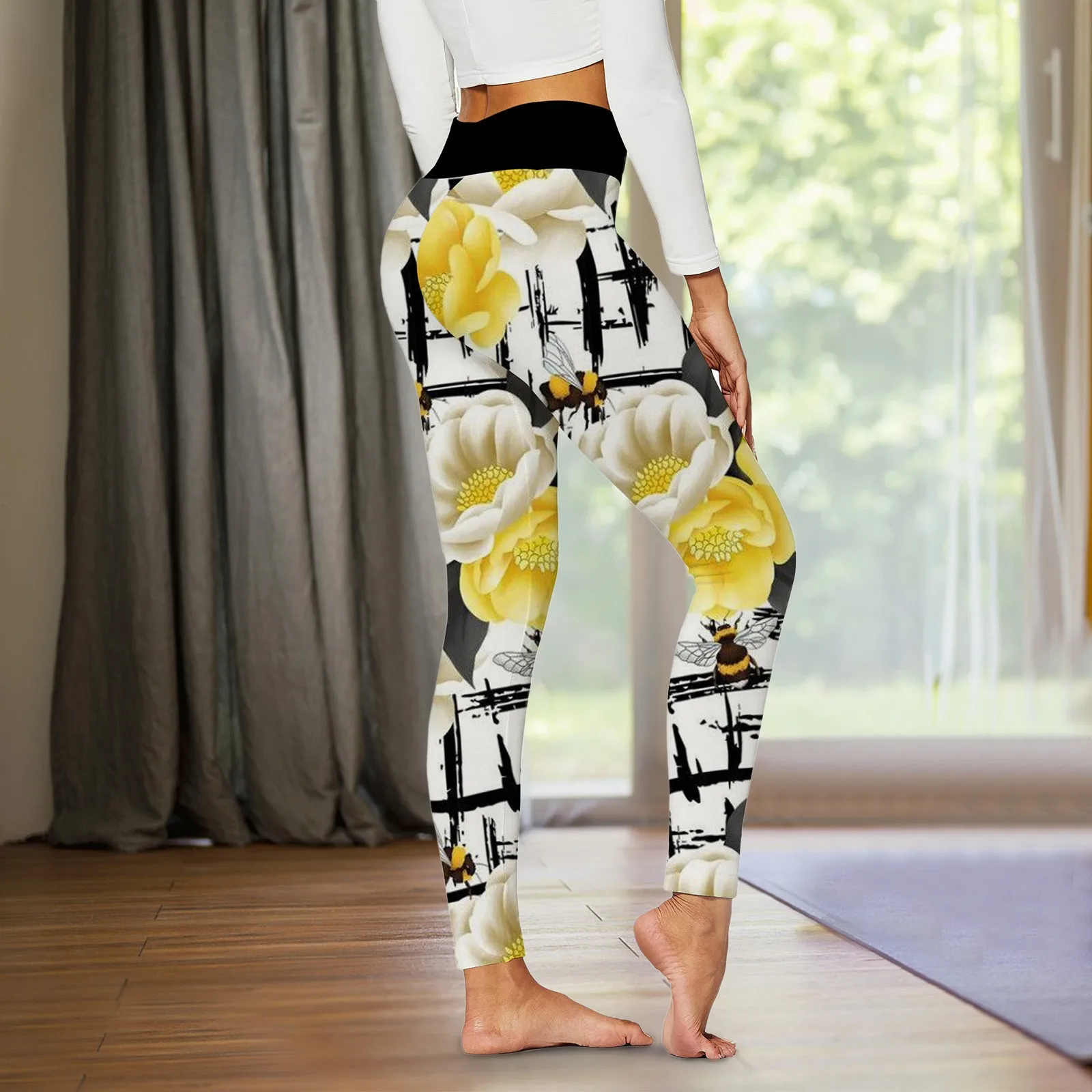 Женские леггинсы с высокой талией женские спортивные Леггинсы цветочным принтом