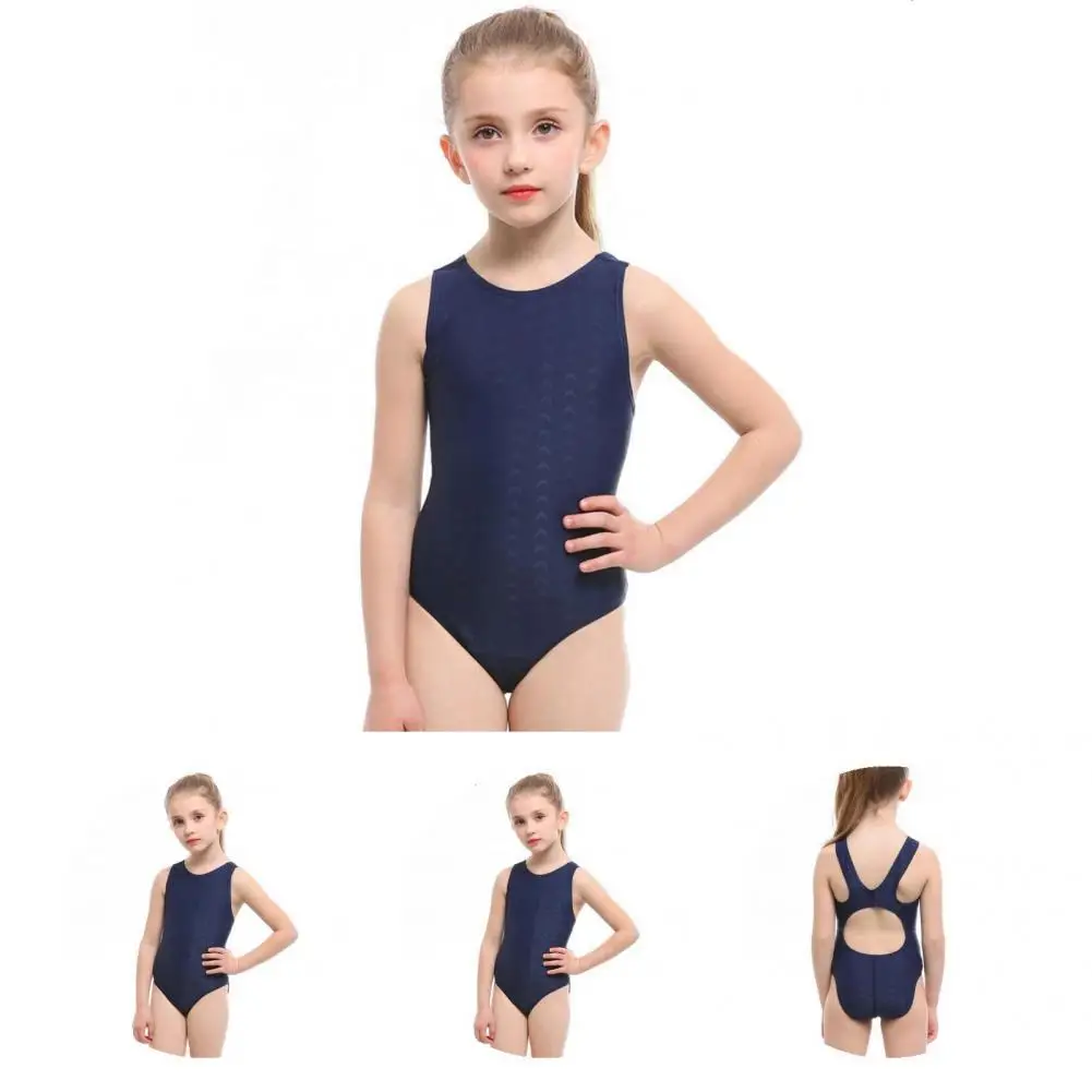 

Дышащий Удобный однотонный детский слитный купальник для студентов