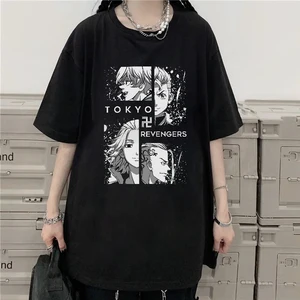 Imported Women T Shirt Tokyo Revengers Print Short Sleeve T-shirt Fashion Woman Blouses 2022 Streetwear Loose
