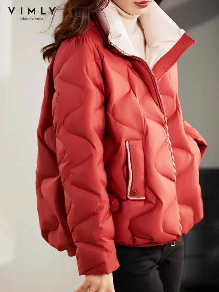 Vimly Short Puffer Duck Down Jacket Women Luxury Loose Thick Warm Winter Coats Ladies 2022 Female Fashion Clothes for Women