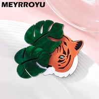 meyrroyu leaf tiger shape brooch for woman acrylic material newly arrived cute handmade simple exquisite party accessories gift