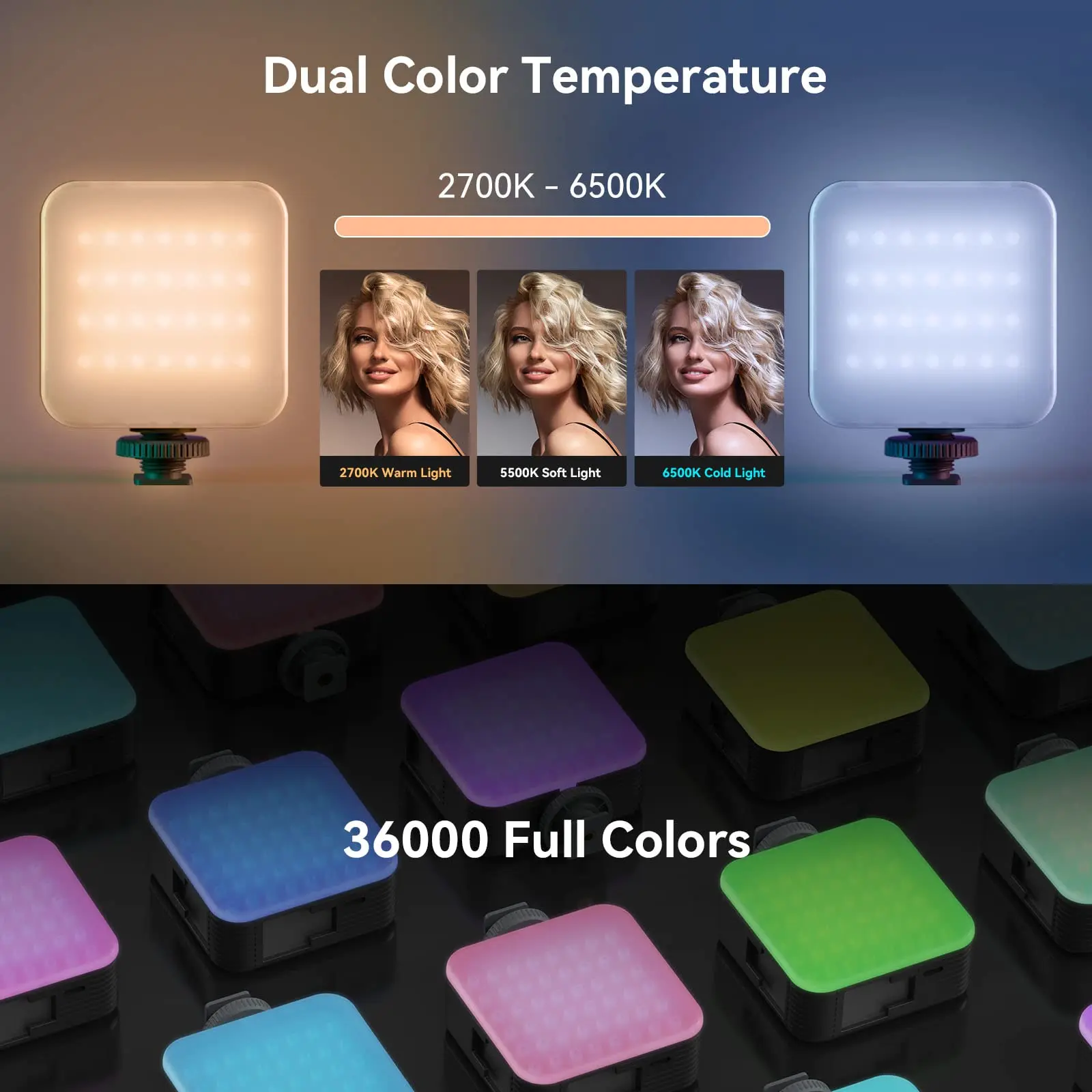 Фото Светодиодный видеосвет SmallRig P108 RGB, портативные LED-лампы для камеры 360° °   Полноцветная фотосъемочная подсветка с 3 креплениями для влогов на YouTube №3