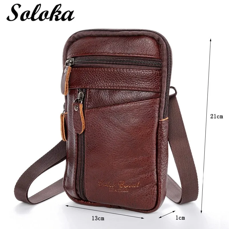 

Mulitfunction Genuine Leather Waist Bag Mobile Phone Bag Car Key Case Shoulder Bag Key Holder Housekeeper Covers Zipper Bag