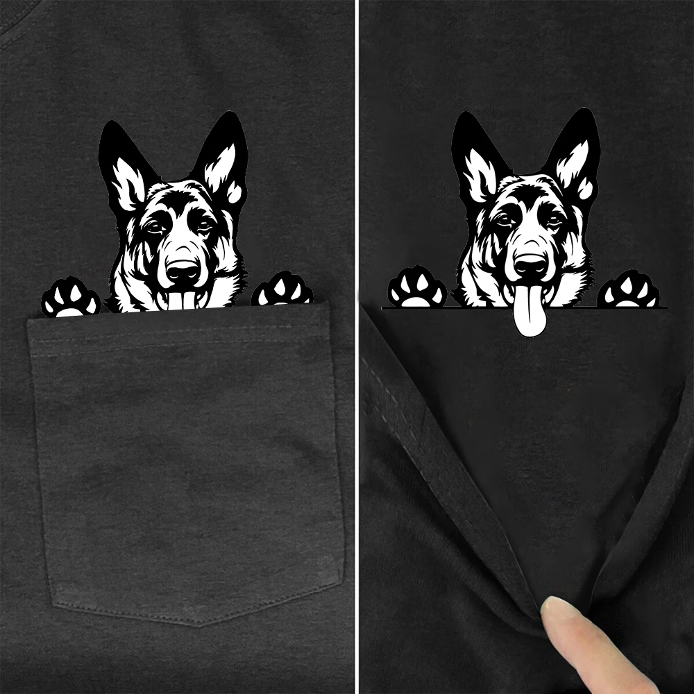 Хлопковые футболки CLOOCL с животными, собаками, милые футболки с карманом немецкой овчарки, летние топы в стиле хип-хоп, футболки с графическим рисунком, женские футболки, Прямая поставка