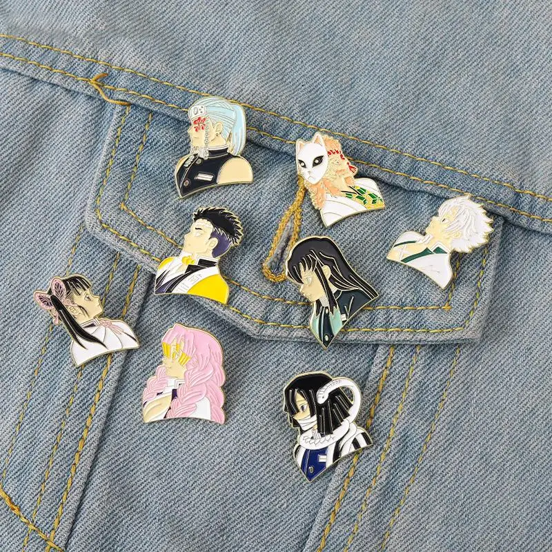 Эмалированные булавки с персонажами аниме на заказ, булавки Sabito Kanroji Iguro Obanai, броши, значок на лацкан, мультяшное смешное ювелирное изделие, подарок для детей, друзей