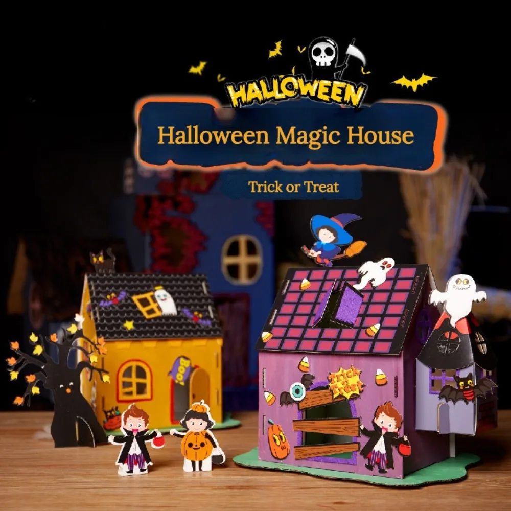 

Halloween Toys Children Handmade DIY Craft Toys 3D Magic House Educational Toys for Kids Halloween Gifts Halloween Party Decor
