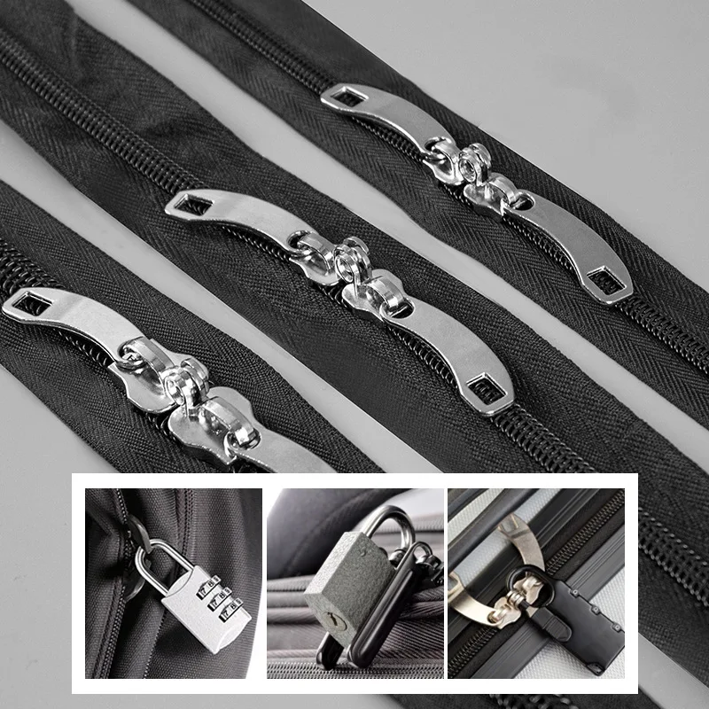 

5 # 8 # 10 # Silver Zipper Sliders Pulls Lock Hole A Pair Of Left And Right Zipper Heads For Luggage Bags Travel Accessories