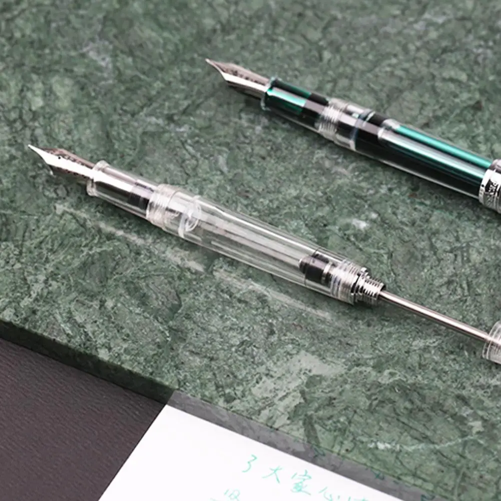

Bent Calligraphy Pen Luxury Resin Piston Fountain Demonstration Transparent Stationery Design Calligraphy Pens Acrylic V1r6
