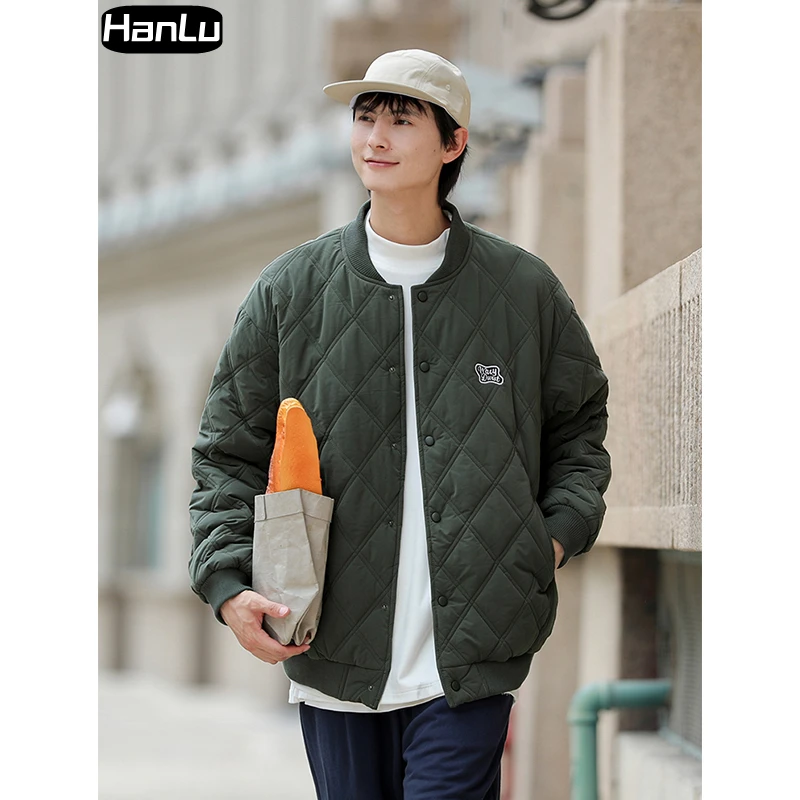 

Men's Winter New Filled Cotton Thickened Retro Casual Baseball Jersey Men's Warm Standing Collar Single breasted Coat
