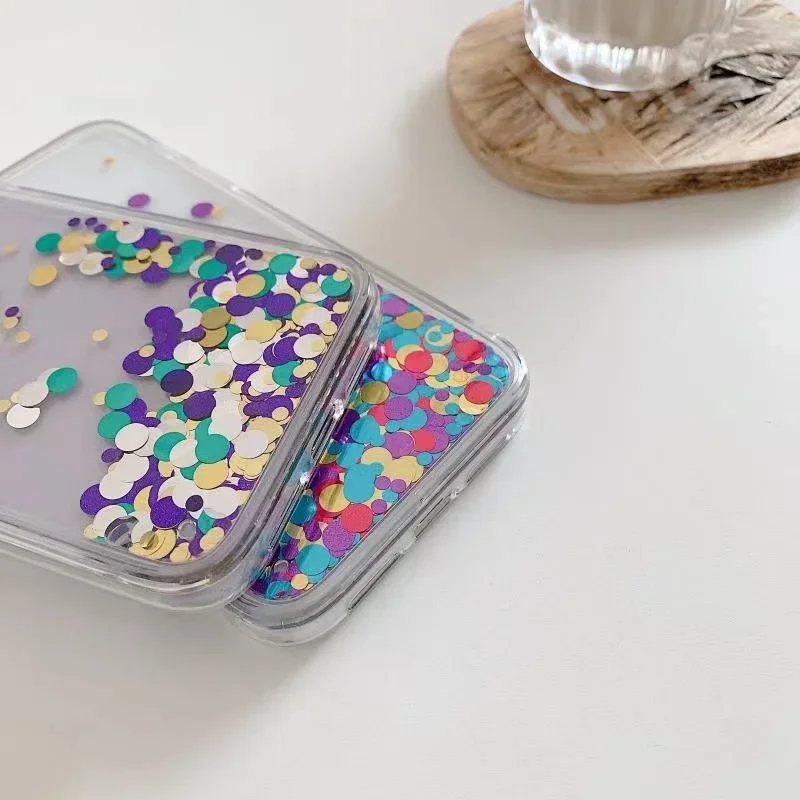 Прозрачный жидкий чехол с блестками для телефона iPhone 15 14 16 Pro Max динамическим