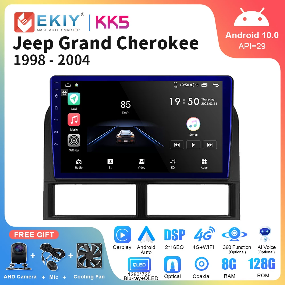 

EKIY KK5 Android 10 автомобильный радиоприемник для Jeep Grand Cherokee II WJ 1998-2004 стерео Carplay автомобильный мультимедийный плеер GPS навигация 2 Din