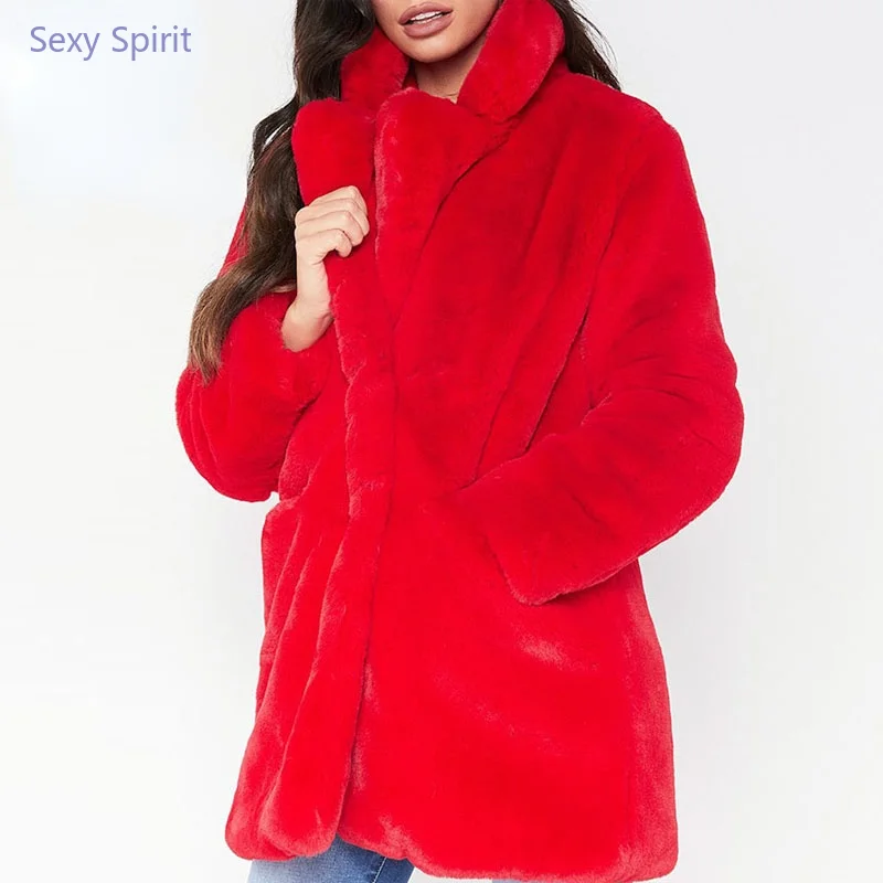 Fashion Winter Jacket Women  Casual Women Faux Fur Coat Black Plus Size Jackets Plush Coat Oversized Casaco Feminino Jaqueta