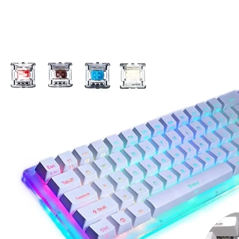 

K66 Keys Hot Swappable Mechanical Gaming Keyboard Tyce-C Wired RGB Backlit Gateron Switch Crystalline Base for PC Laptop